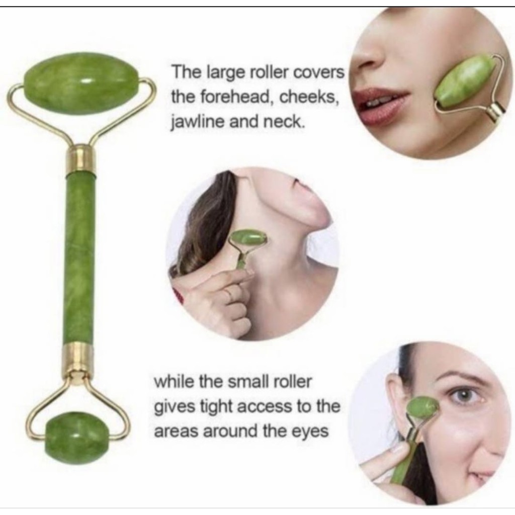 Gua Sha Batu Jade Roller Facial Massager Alat Pijat Pengencang Wajah