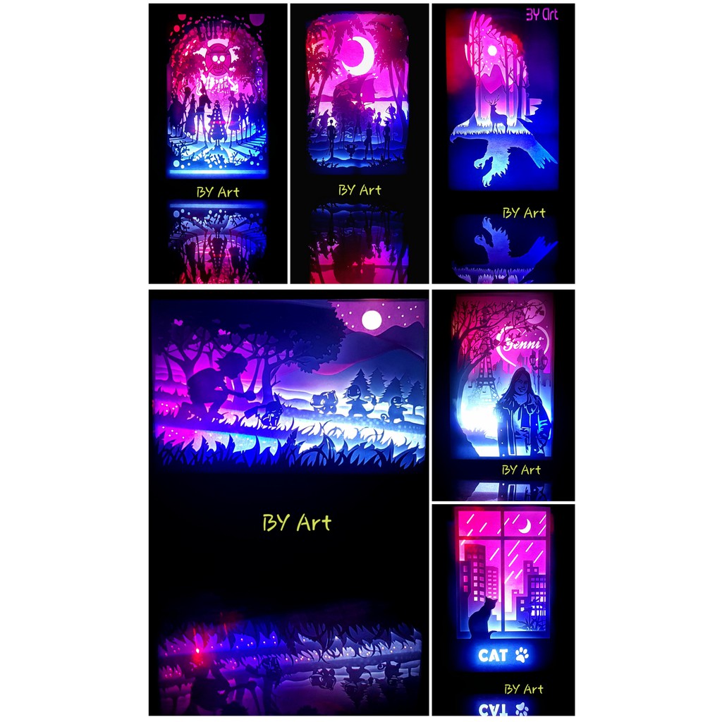 Lampu Hias/Hadiah/Kado/Tidur Papercut Light box 3D Custom