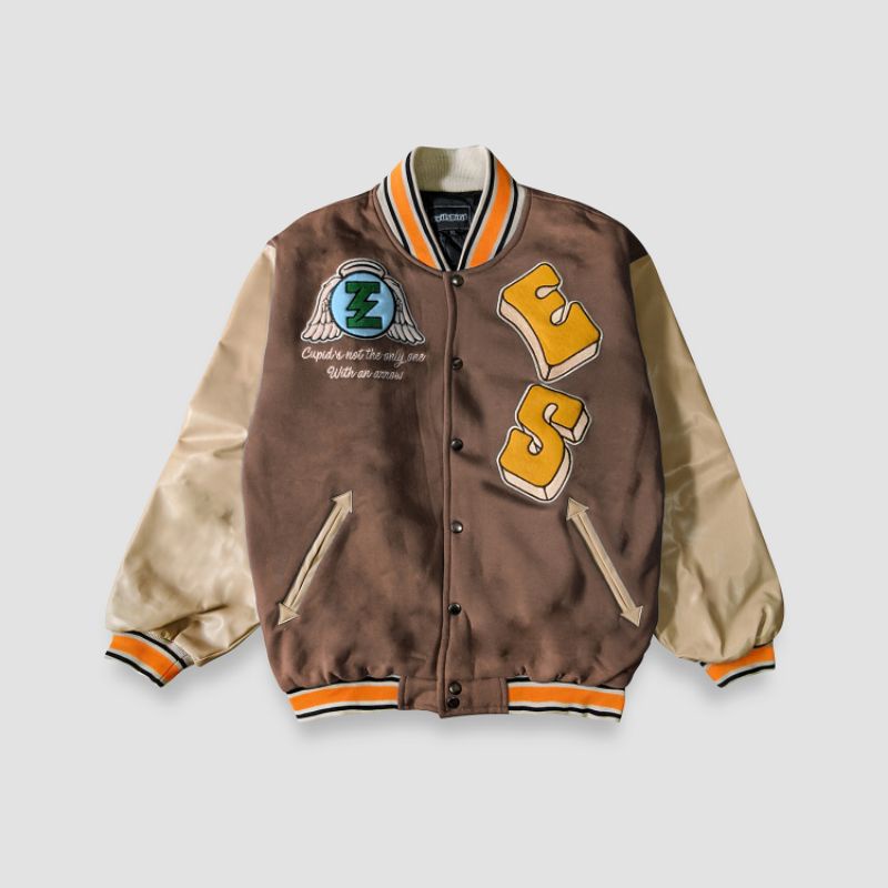 EVILSPIRIT VARSITY JACKET - ANGEL CUPID BROWN