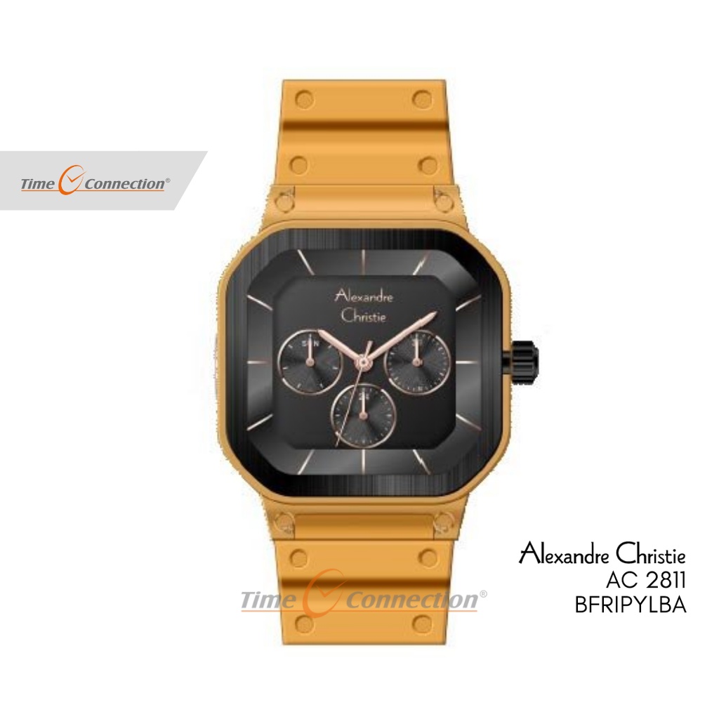 Alexandre Christie AC 2811 BFRIPYLBA Kuning Hitam Original / Jam Tangan Wanita Analog Karet / Yellow