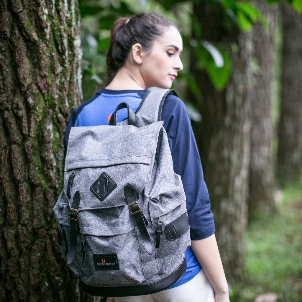 BRAIN STORM GREY |Urban Factor x FORIND| Tas Ransel Ori Bag Polos Pria Wanita Backpack Baru New