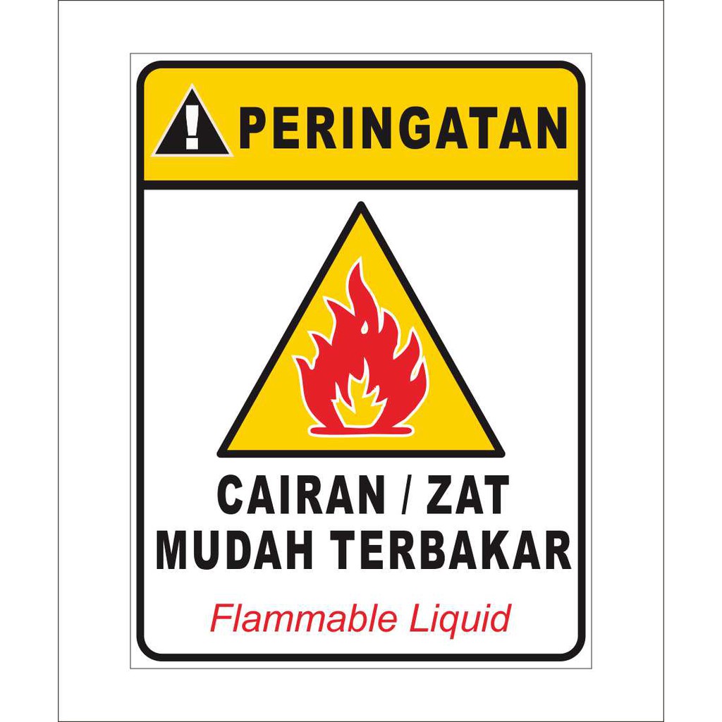  Stiker  awas Cairan Mudah  Terbakar  flammable liquid 