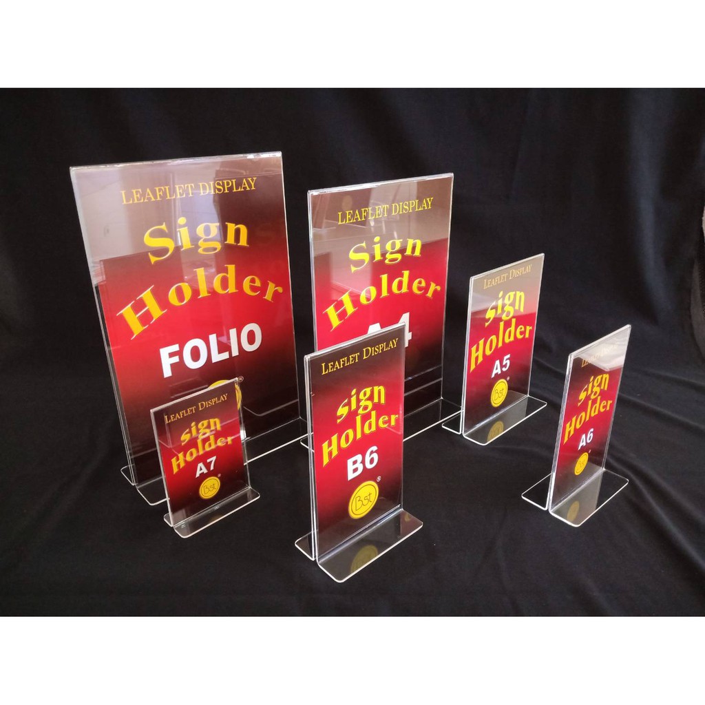 Jual Papan Akrilik Sign Holder Display Label Leaflet Display Bentuk T