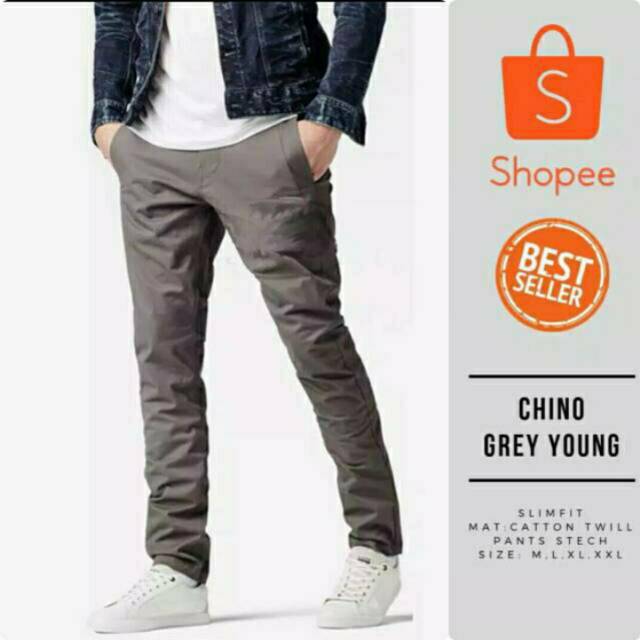 CELANA CHINO Panjang pria Slimfit KERJAHARIAN Santai Casual Formal Hitam Abu Cream Mocca Size 27-38