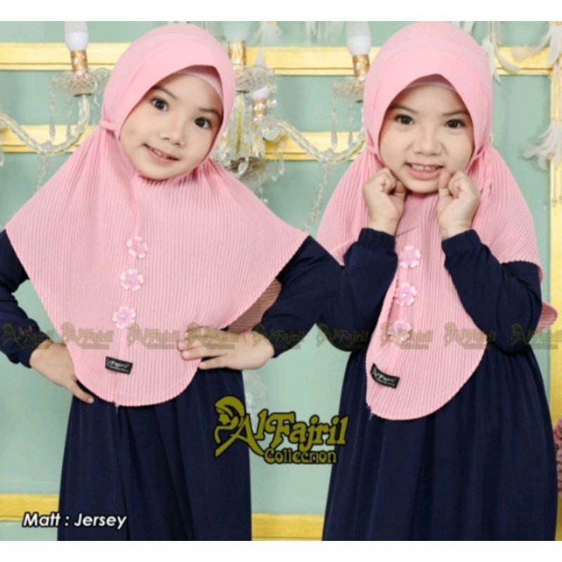 JILBAB INSTAN ANAK PET PLISKET "BUNGA"  ORI AL FAJRIL COLLECTION