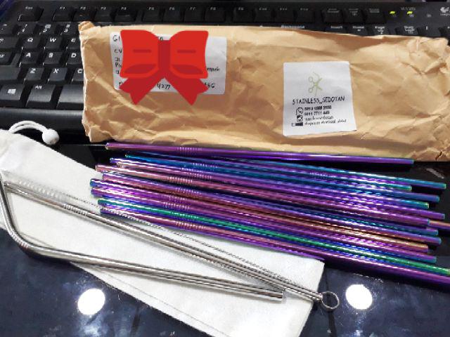Eceran Sedotan Stainless Warna / Stainless Straw Bent/bengkok
