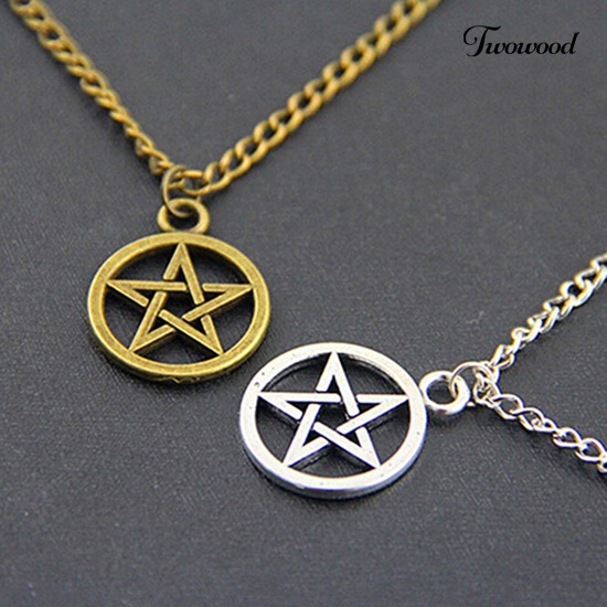 Kalung Dengan Liontin Bintang Pentagram Model Hollow Untuk Pria Dan Wanita