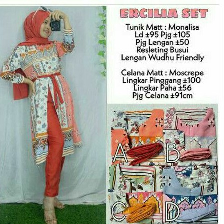 ERICIA TUNIK SETELAN WANITA (TUNIK +CELANA)