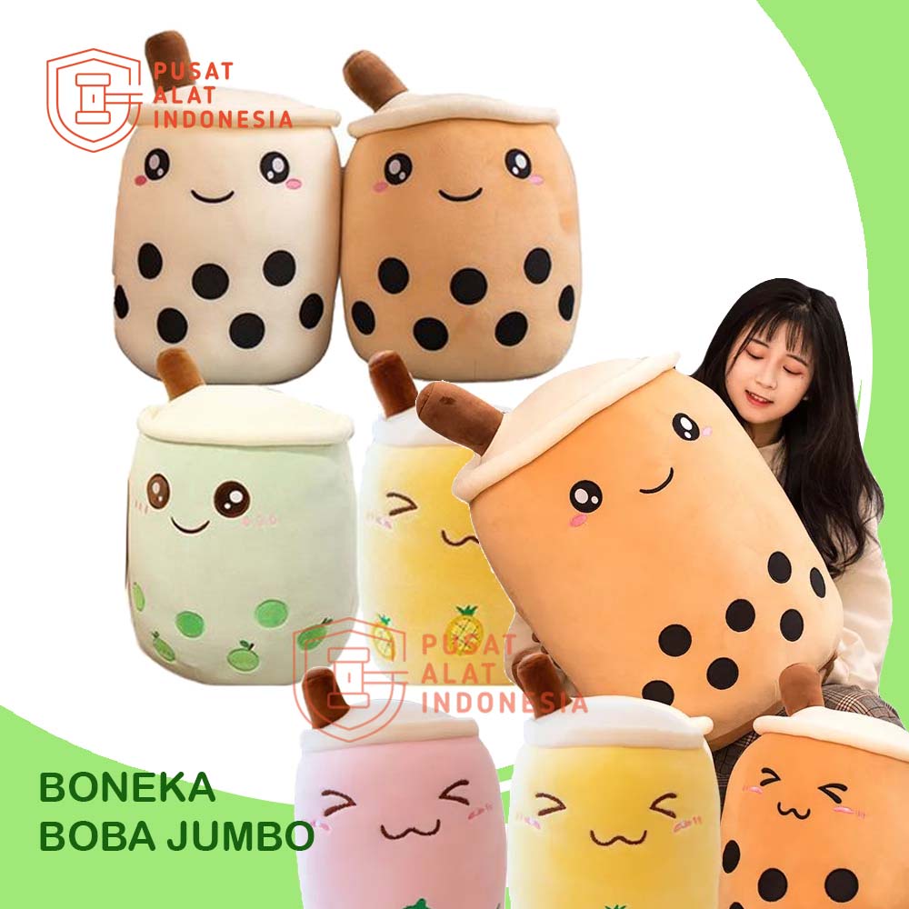 BONEKA BOBA MILK TEA JUMBO SNI LED BISA NYALA THAI TEA BAHAN HALUS CANGKIR TEH MAINAN U155