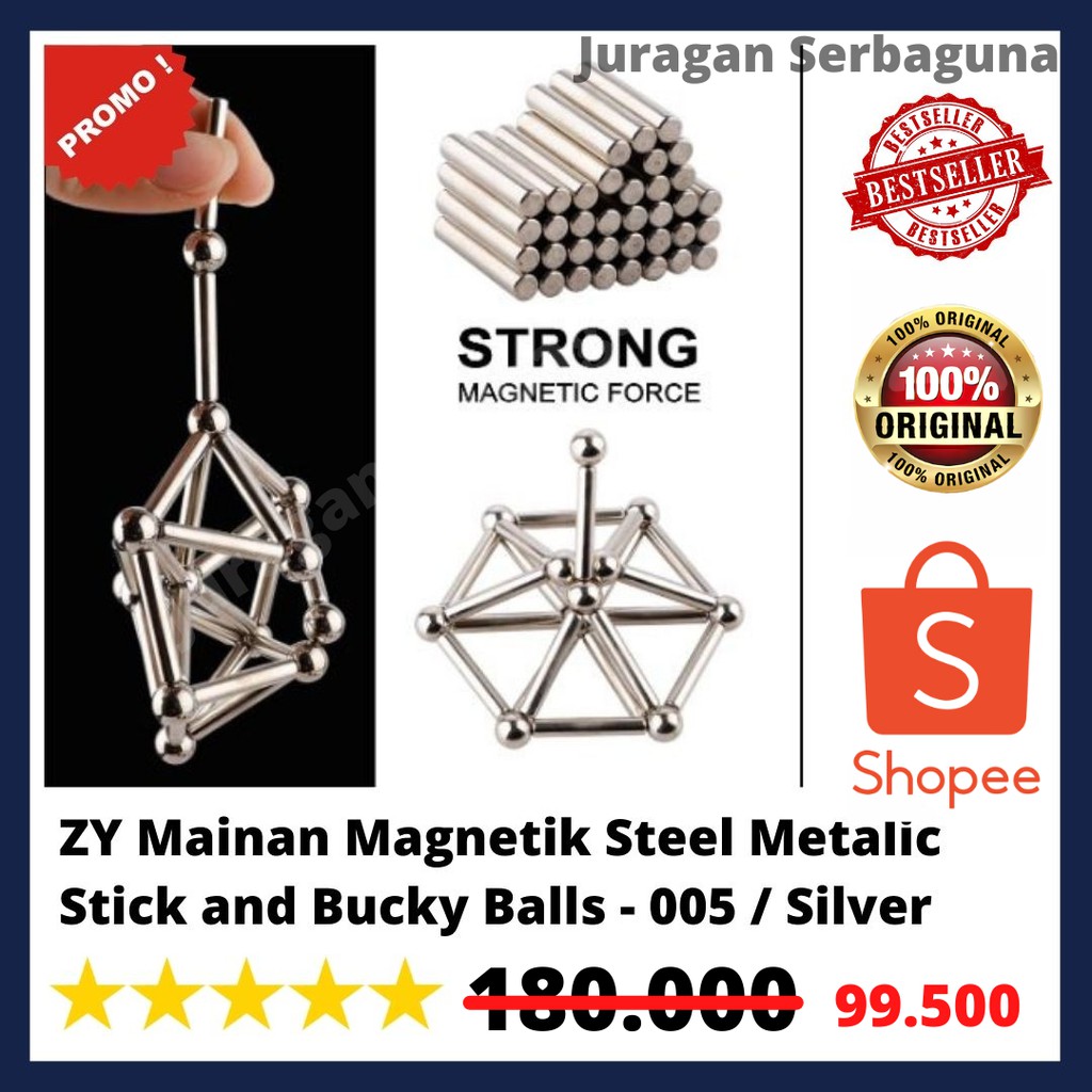 ZY Mainan Magnetik Steel Metalic Stick and Bucky Balls - J75 - Silver