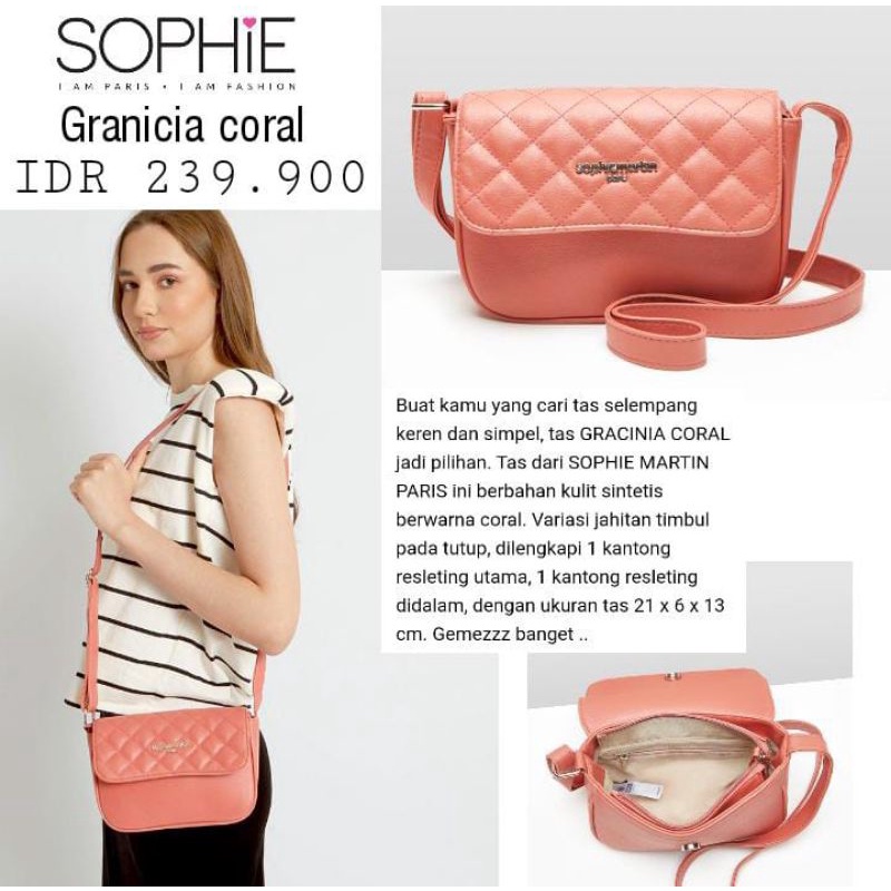 TAS GRACINIA CORAL SOPHIE MARTIN PARIS TAS SELEMPANG WANITA SOPHIE MARTIN PARIS TAS TERBARU 2021 TAS