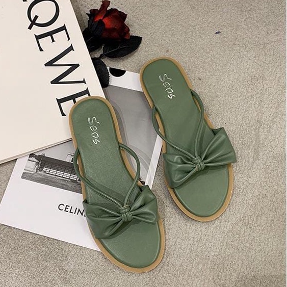 TBIG [COD] Sandal Flat Slop Wanita MUMUFLAT Import Korea Style Santai Wanita Remaja