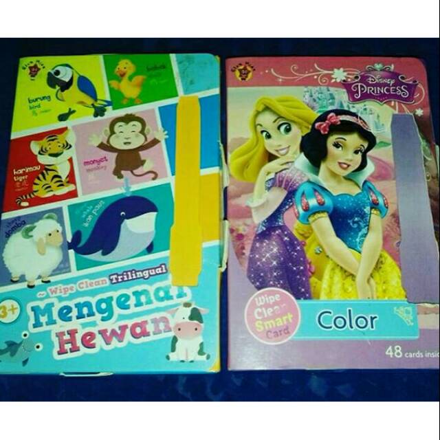 

Sale 3.3(harga utk 2 judul) Wipe clean (Hapus Tulis) bentuk kartu karakter Disney
