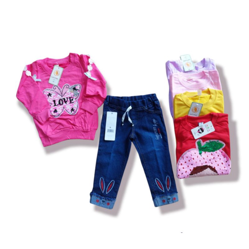 SETELAN JEANS ANAK PEREMPUAN/SETELAN SWITER EMPORT ANAK PEREMPUAN 1-9 TAHUN