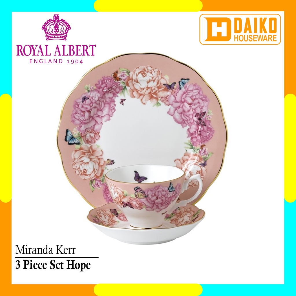 Cangkir Teh Set Royal Albert Miranda Kerr Friendship 3 Piece Set Hope Tea Cup Tea Saucer &amp; Plate 20 Cm Original Royal Albert