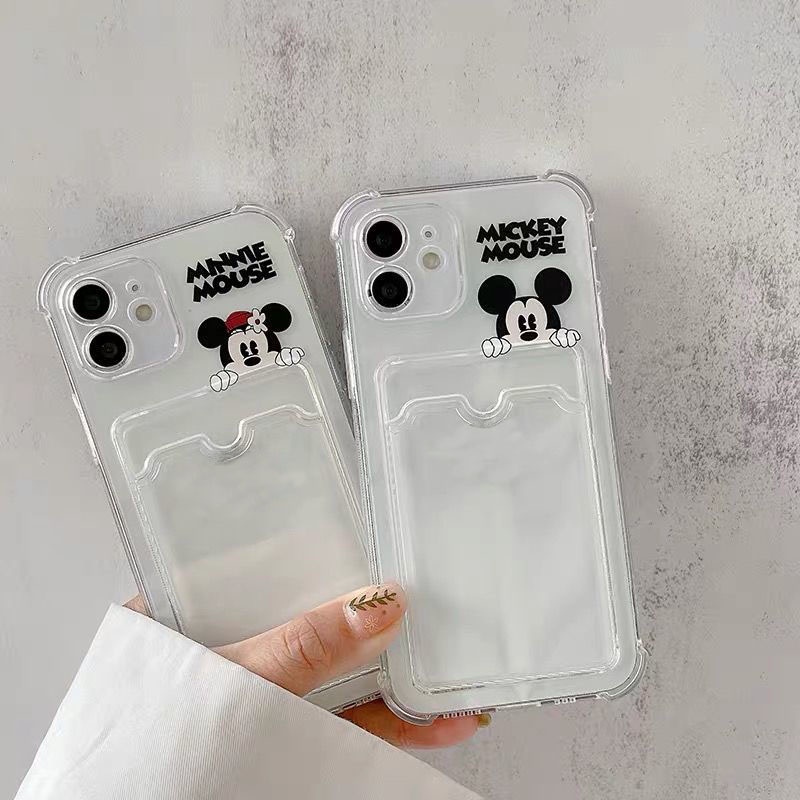 Case Motif Kartun Dengan Kartu Untuk iPhone 12 13 11 Pro Max X Xs Max Xr 7 8 Plus