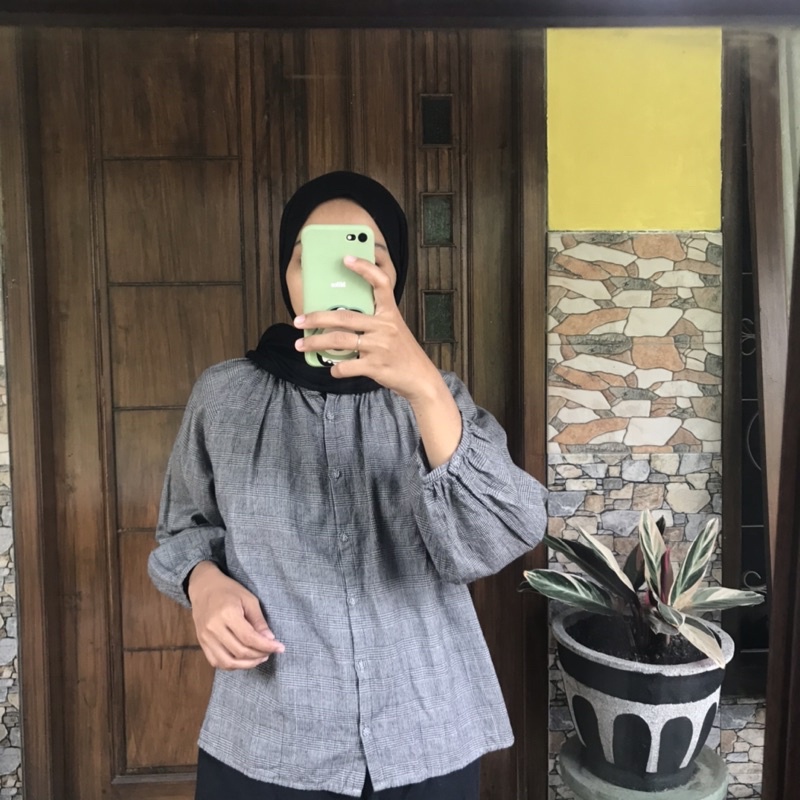 blouse/kemeja tangan balon & cn crop zara