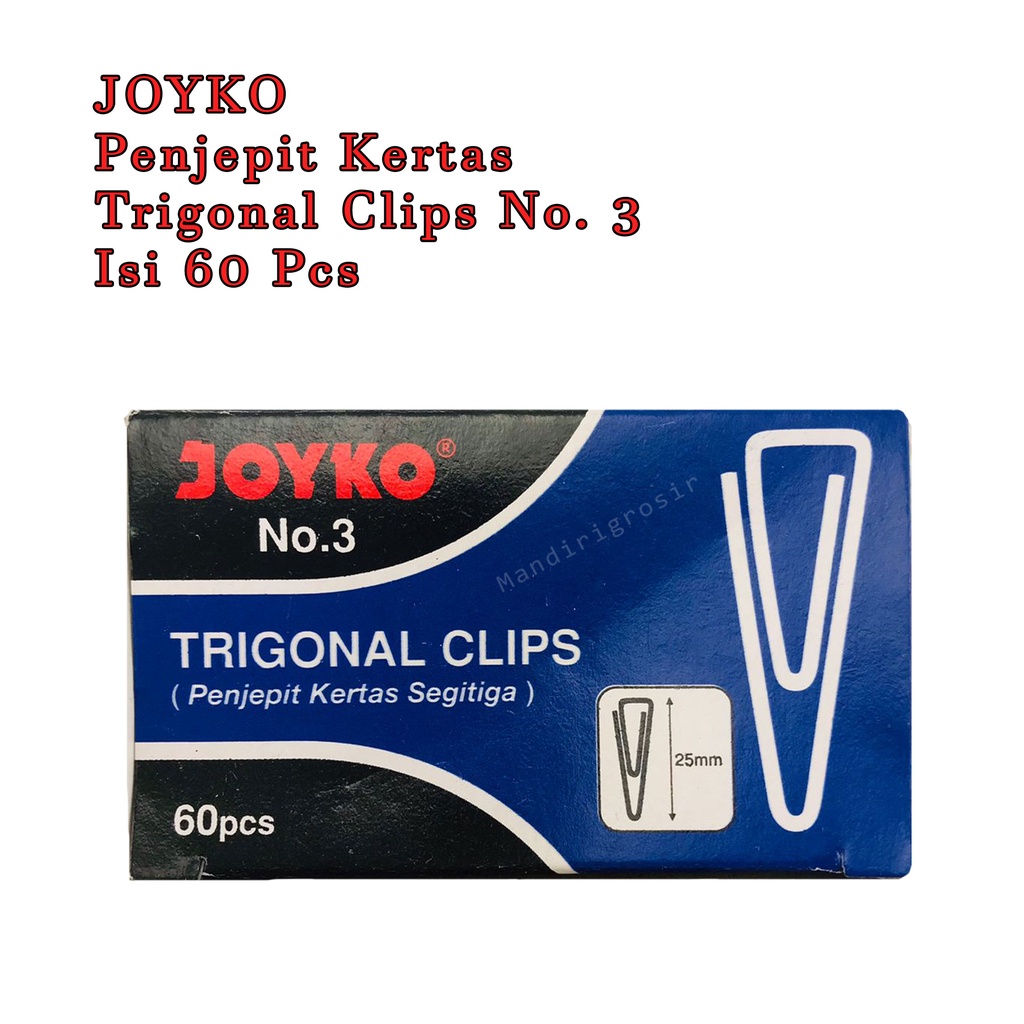 Penjepit Kertas * JOYKO * Kertas Klip * Trigonal Clips * No. 3 * 60 Pcs