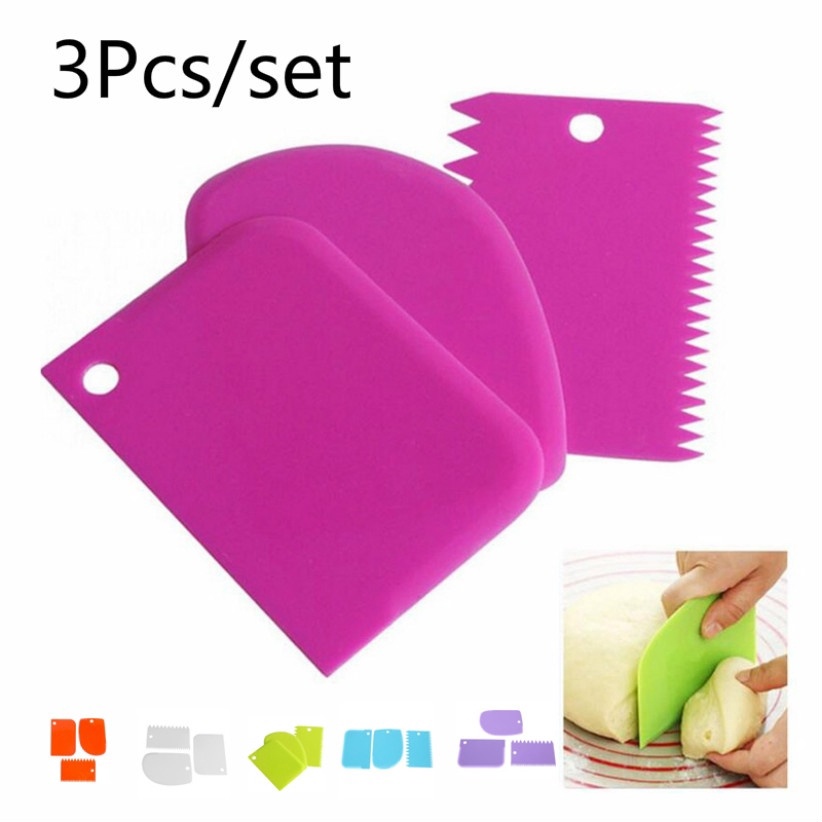 3pcs / Set Spatula Scraper Adonan Kue / Roti Bahan Plastik