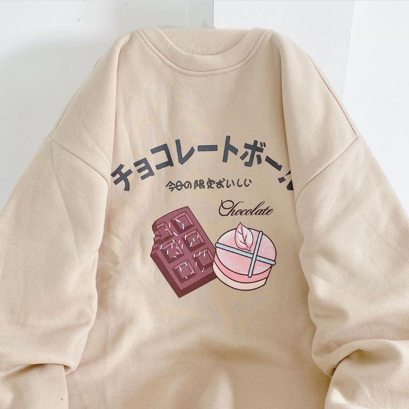 Chocolate Sweater Oversize Unisex Size XXL | Sweater Hoodie Oversize Korean Style | Sweatshirt Oversize