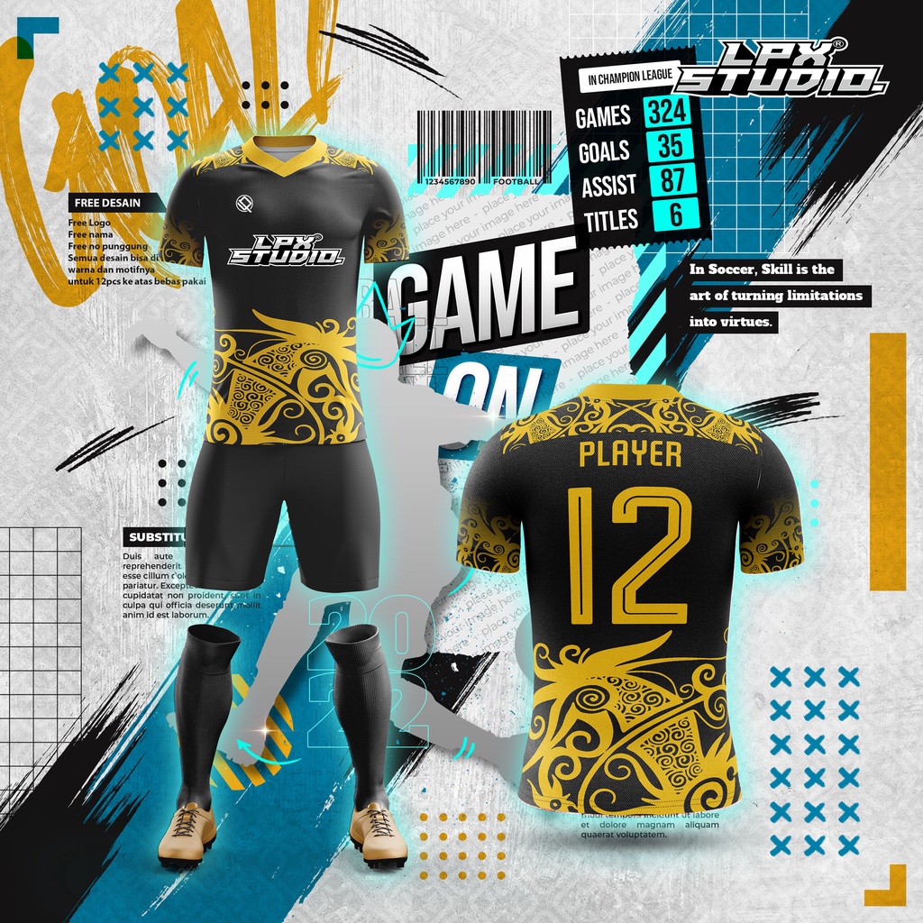 Jersey Sepak Bola Yellow Borneo Free Custom Name Set