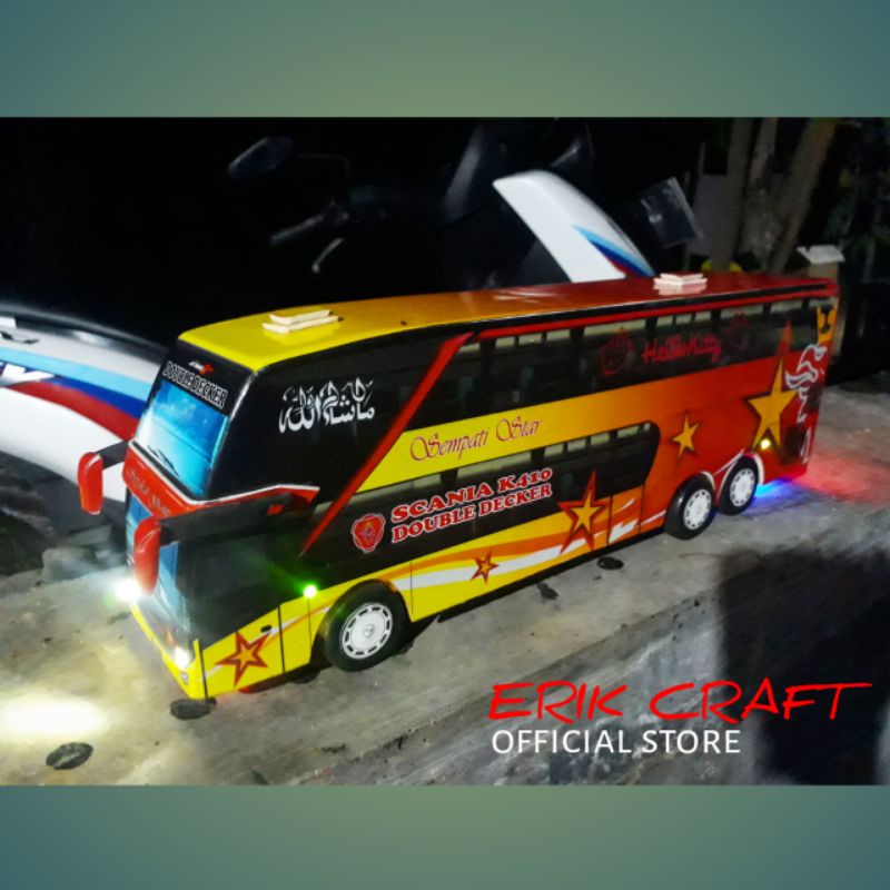 Erikcraft Miniatur Bus Miniatur Bis Sempati Star Double Deck Tingkat Mobil Mainan Hadiah Anak