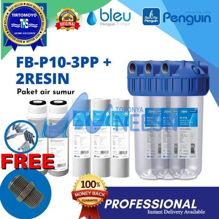 5 Paket Filter Air sumur/tandon/toren penguin 10" pro 3 PP + 2 RESIN