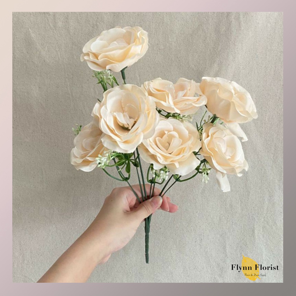 Bunga Mawar Impor Rose Paris Kombinasi x7 (satuan) Bunga Artificial / Bunga Plastik / Bunga Dekorasi-7