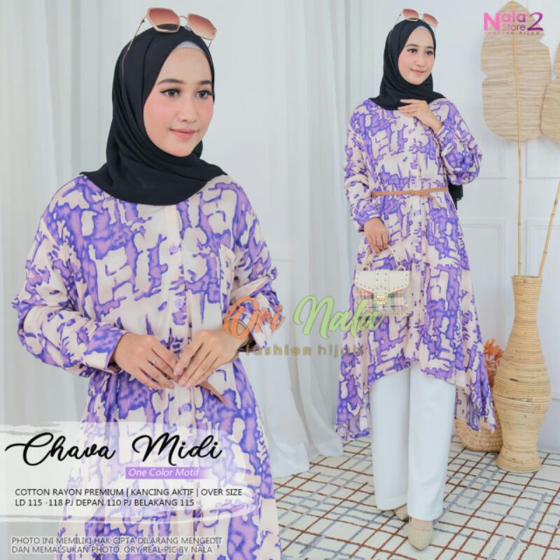 tunik muslimah bahan katun rayon chava dan nadila by orinala