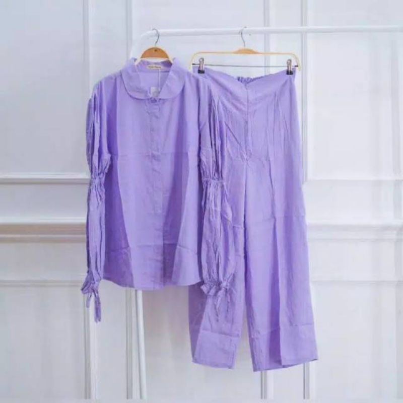 ONE SET LILAC RAYON VISCOSE // SETELAN POLOS VIRAL PREMIUM