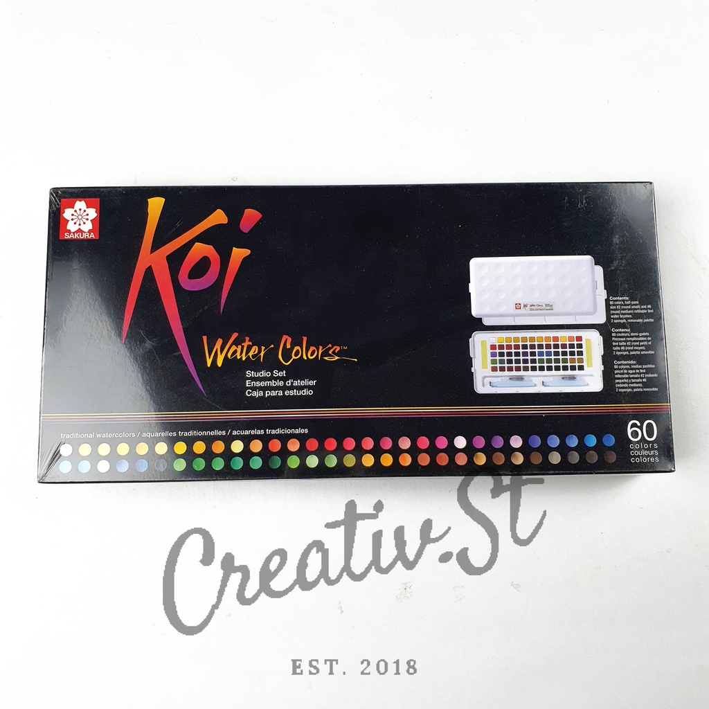 

Sakura Koi Watercolor Cake Studio Set 60 Pocket Field Sketch Box Cat Air Water Color Paint