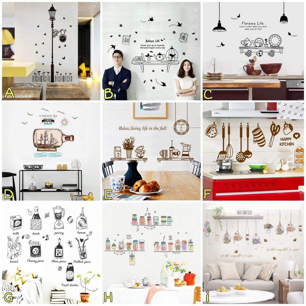 Reliza Wall Sticker Kitchen Motif Lampu Taman Quotes Dapur Stiker LDR35