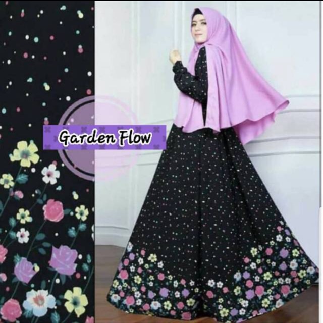 Gamis Monalisa motif Garden Flow Back