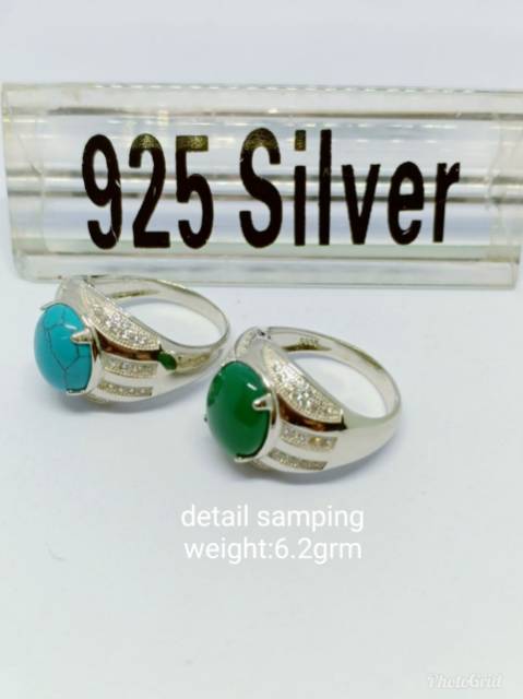 Cincin pria silver asli 925 lapis mas putih uk 7-8-9-10