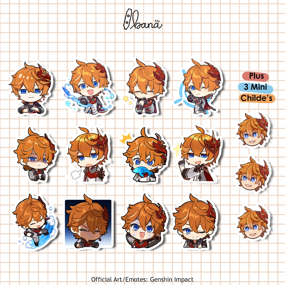 Stiker Genshin Impact CHILDE SATU PAKET Sticker Vinyl Waterproof | BANA