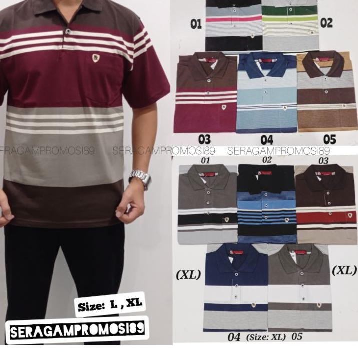 ♧ kaos kerah balok cun-nam salur pria L XL - KAOS KERAH KATUN PRIA - KAOS KERAH PRIA - GROSIR ✱