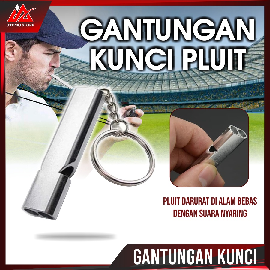 GANTUNGAN KUNCI PELUIT Survival Outdoor Emergency Whistle Keychain Aluminium Souvenir Pesta