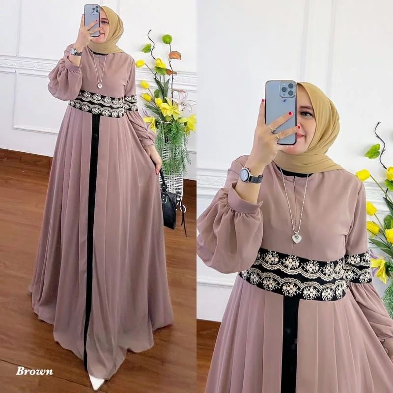 GAMIS TERBARU ALIKA DRESS BAHAN CERUTY BABYDOLL FULL FURING APLIKASI RENDA GAMIS CERUTY WANITA TERBARU 2023 KEKINIAN / MAXY DRESS JUMBO / DRESS CERUTY FASHION MUSLIM