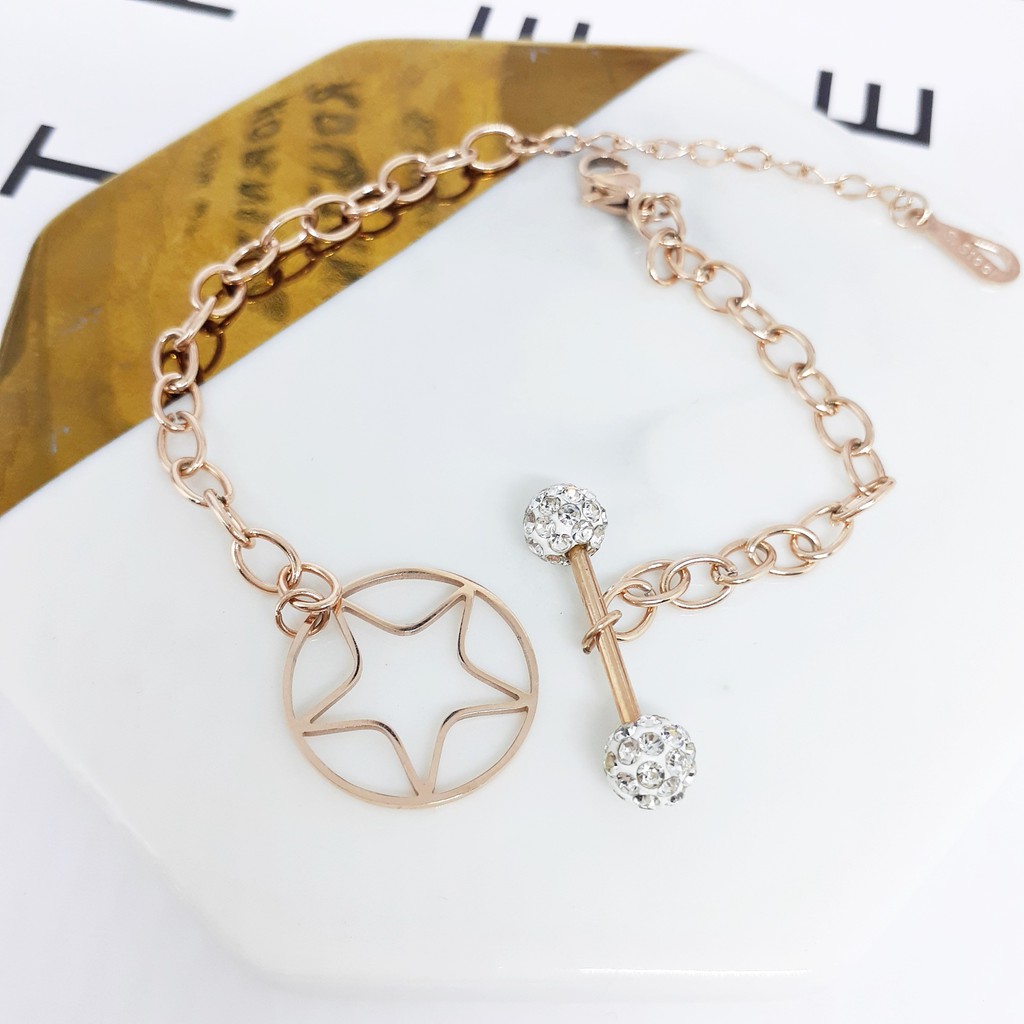 Gelang Titanium Big Star Korean Style Rosegold - BB579