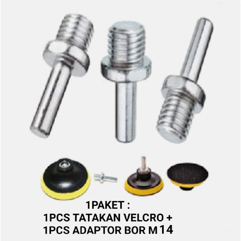 TATAKAN AMPLAS VELCRO 5" + BAUT M-14 ADAPTER BOR M 14
