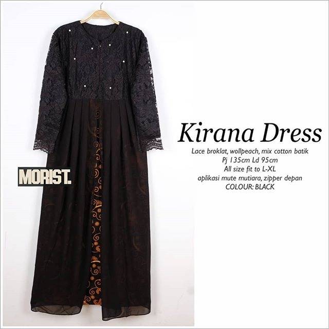 Kirana Dress Lace Brokat Mutiara Kombinasi Katun Batik