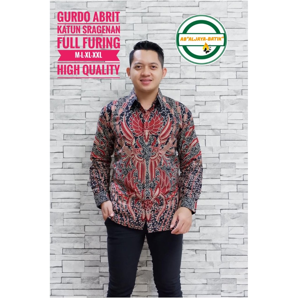 GURDO ABRIT ALJAYA KEMEJA BATIK SOLO PRIA LENGAN PANJANG PENDEK LAPIS FURING ATASAN PREMIUM MODERN KATUN HALUS UMBARA SETYANING PRABU RED PEKSO PARIKESIT NAGA BIRU NAGA LESMANA KUPU RATU KEMBANG WARNA GEBER GUNUNGAN MAROON BISONO IJO KETAMAN ABANG DARA