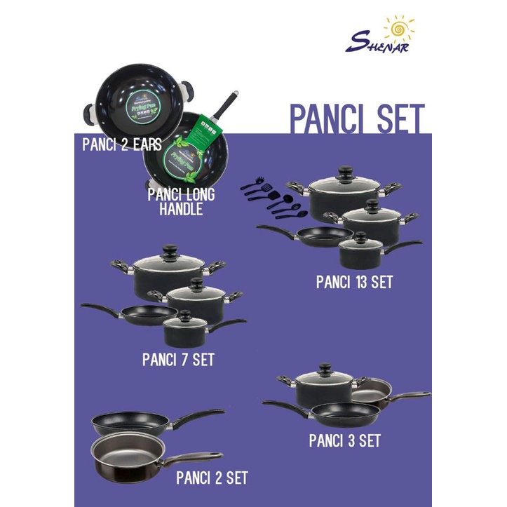 SHENAR-Panci Set 13 Cookware Tutup Kaca SERBAGUNA,