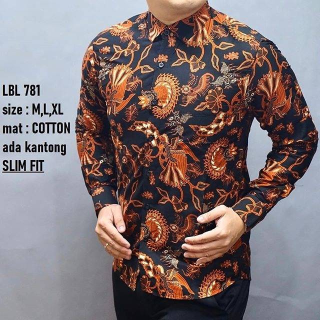 LBL 781 HEM KEMEJA BATIK PRIA SLIM FIT LENGAN PANJANG LUIGI BATANI