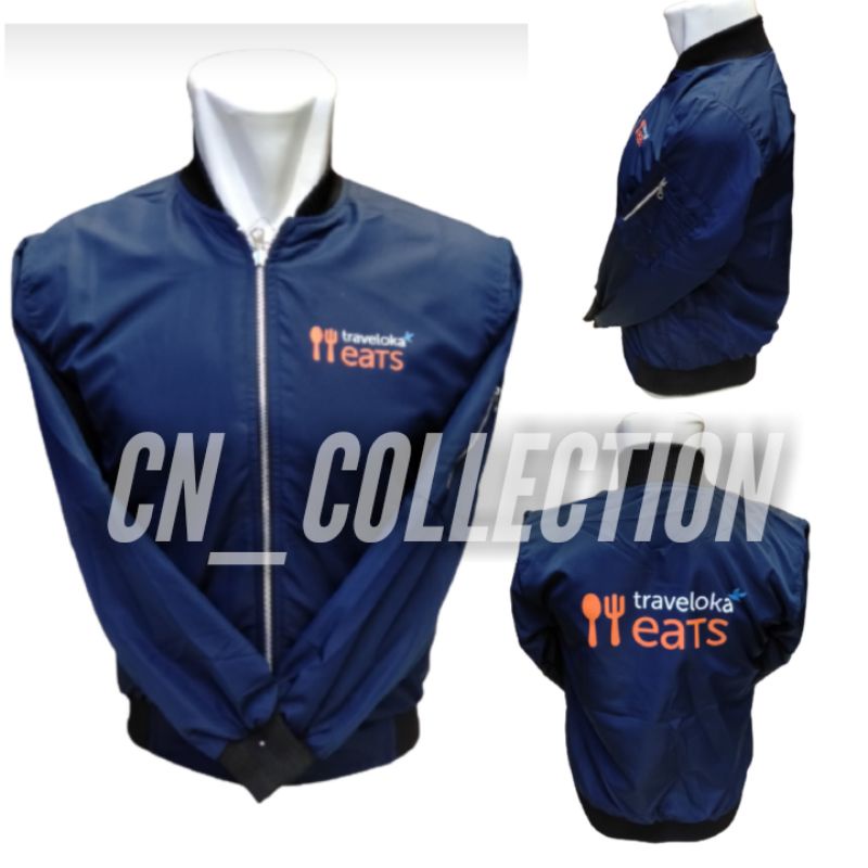 Jaket Bomber Pria Traveloka Eats bahan Taslan premium