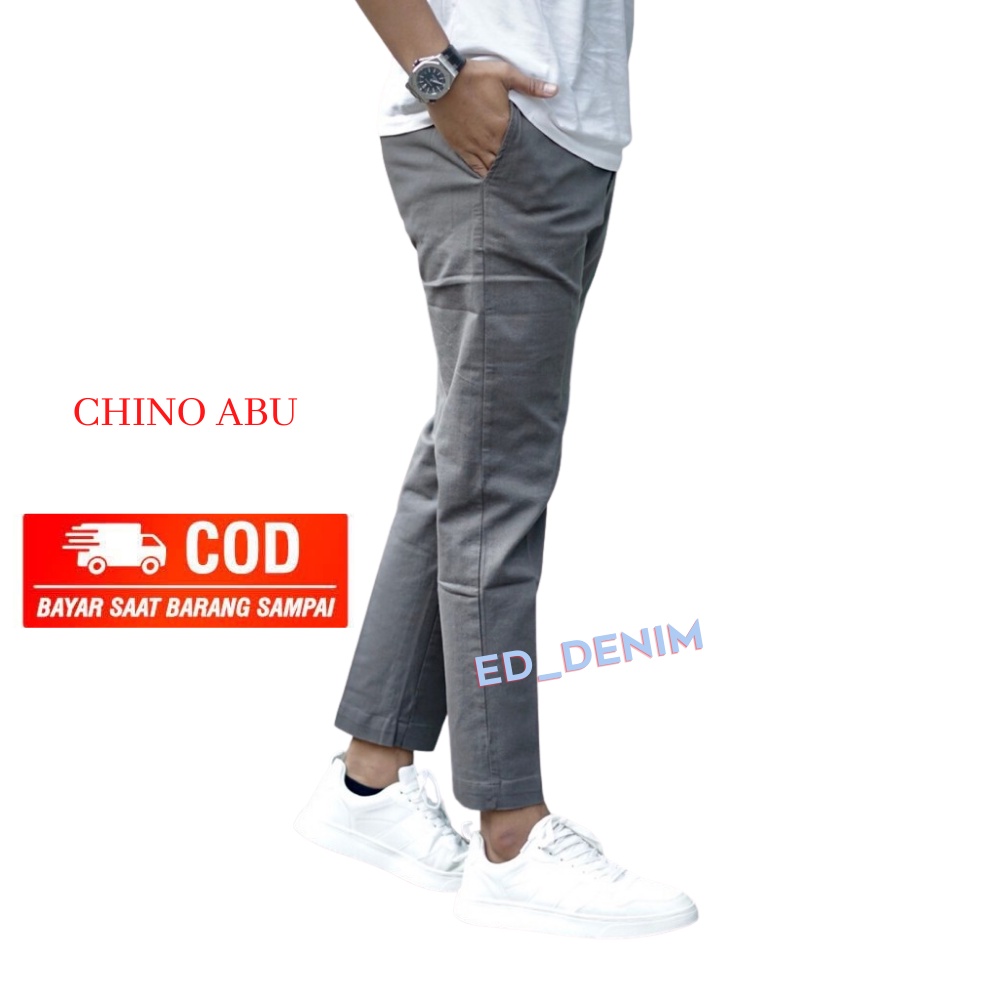 CELANA Chino Panjang Pria Kantor KERJAHARIAN Santai Casual Formal Hitam Abu Cream Mocca Size 27-38