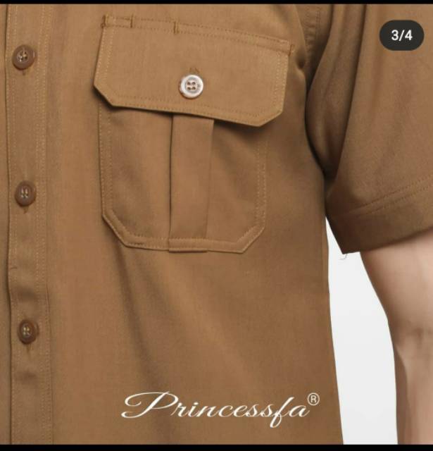 Seragam PNS/PEMDA  Seragam Safari Pria / Lengan Pendek Coklat Tua