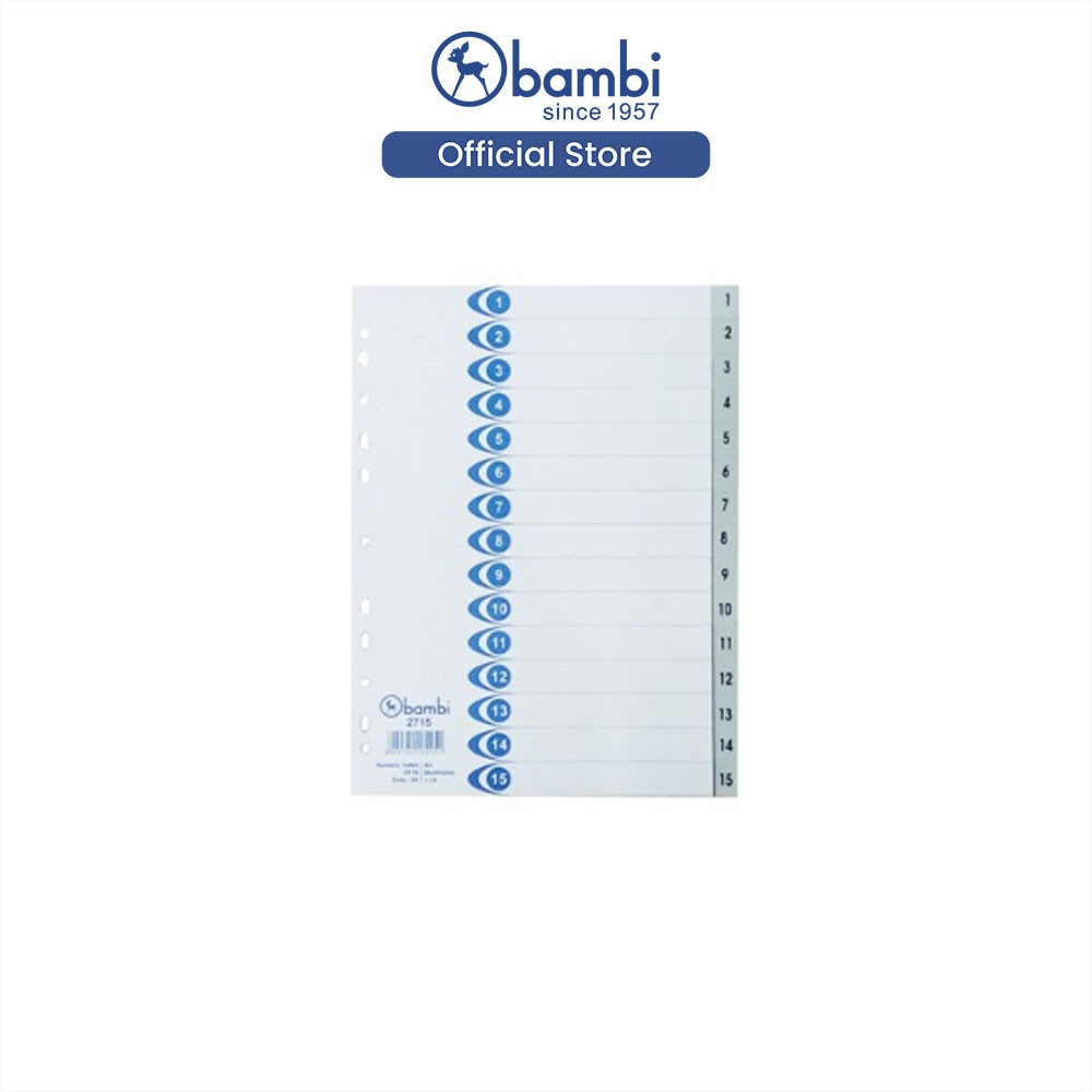 

Bambi Isi Binder A4 Divider & Indexes Pembatas Kertas Binder Edisi 1-15 Multiholes Rigid Original
