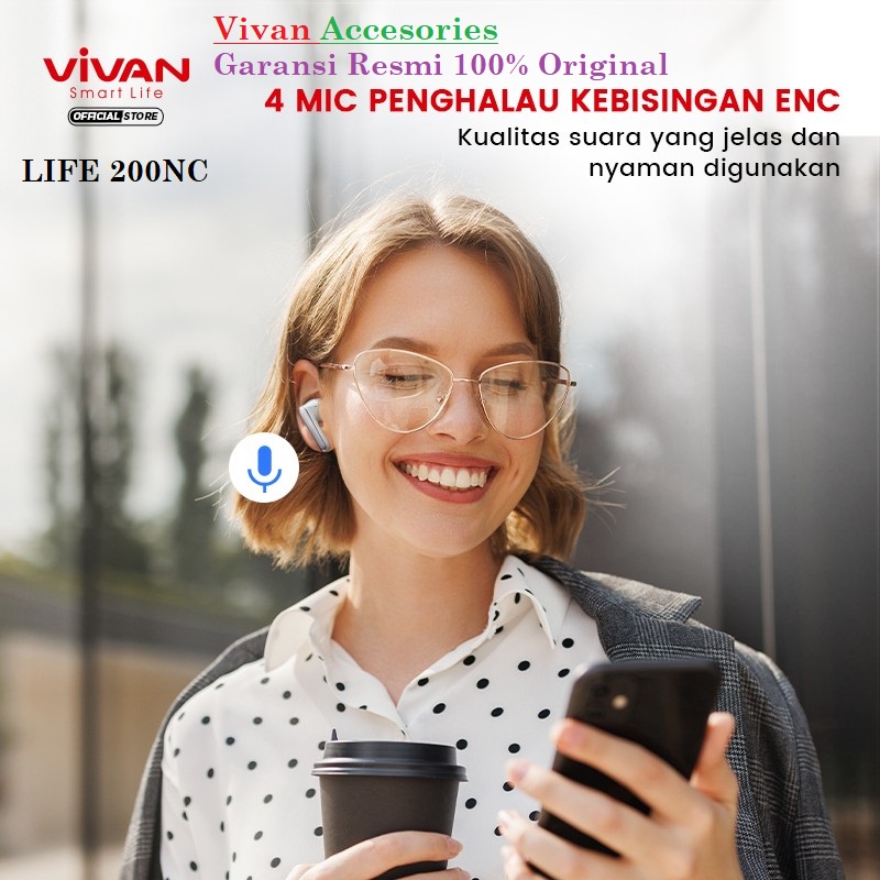 VIVAN LIFE 200NC TWS Earphone Earbuds Headset Bluetooth 5.3 Waterproof