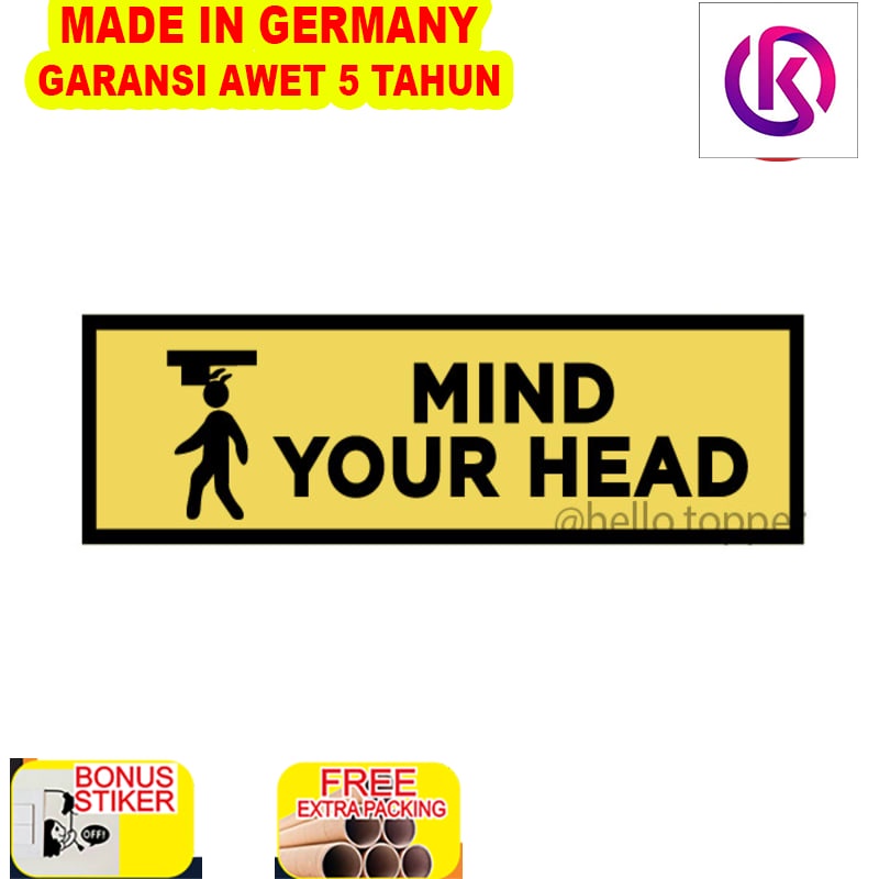 

Grosir Sign Akrilik Mind Your Head | Label Sign Awas Kepala Akrilik